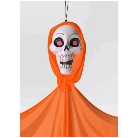 Hyde & EEK! Skeleton Ghoul & Skull Halloween Prop Decoration 5'5 Neon Orange NEW - Picture 3 of 6